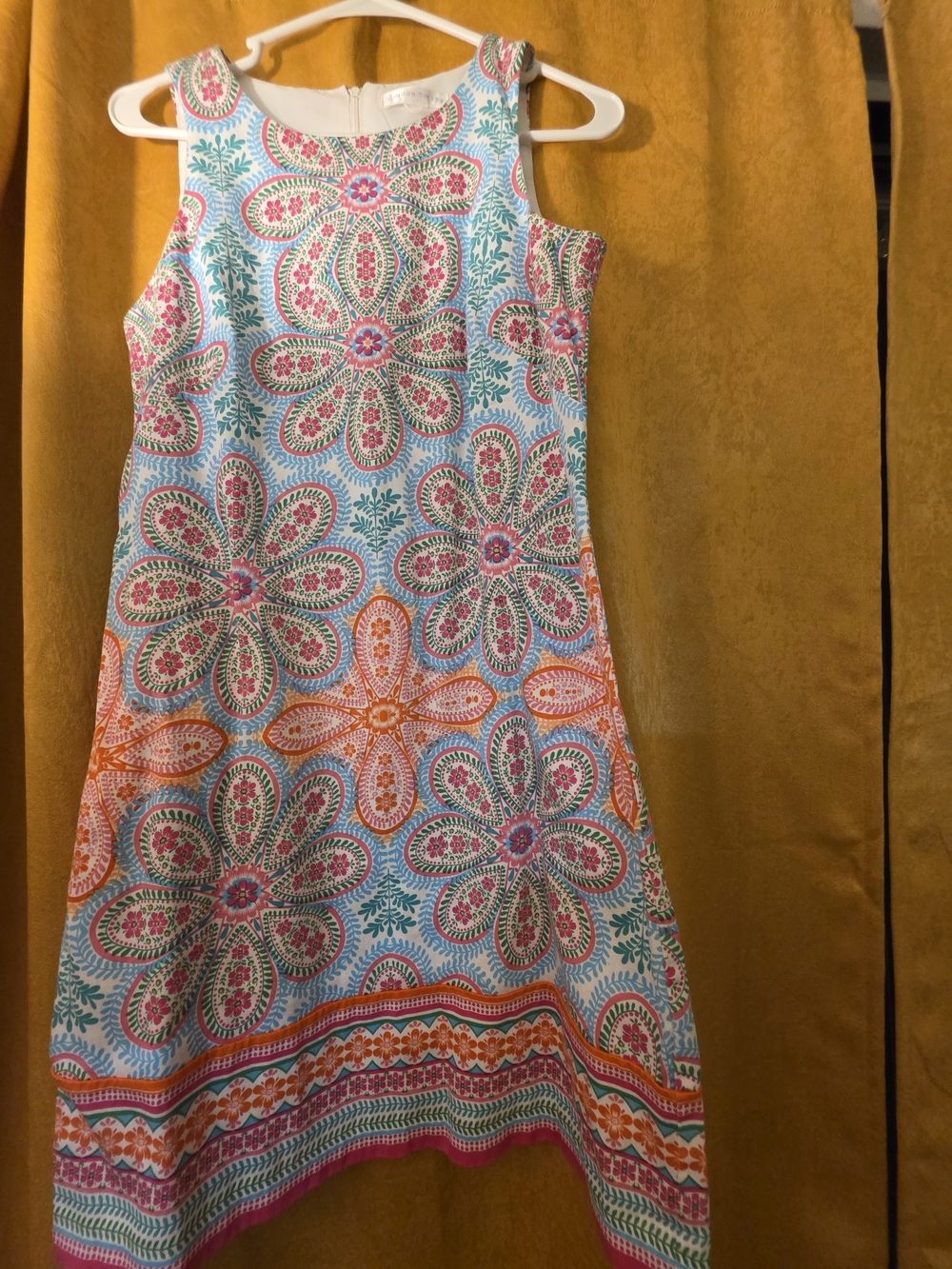 London Times Sleeveless Floral Print Mini Dress in Aqua, Pink and Orange